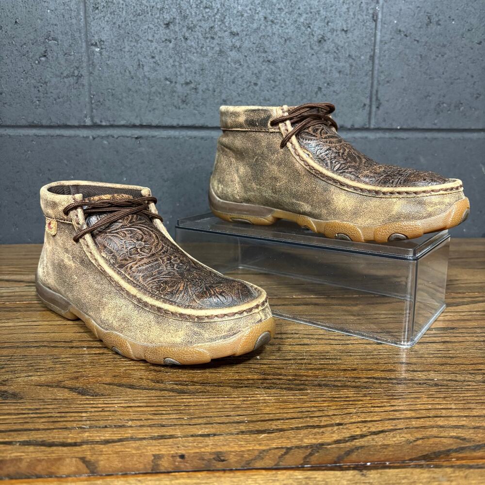 Twisted X Tooled Leather Driving Moc Chukka Shoes Western Women’s 7